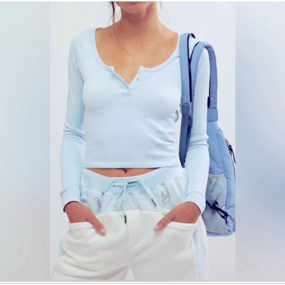 Free People Tops - Free People FP Movement Bail Out Long Sleeve Layering Top Light Blue M/L NWT